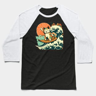 Japanese Aloha Surf Cat Baseball T-Shirt